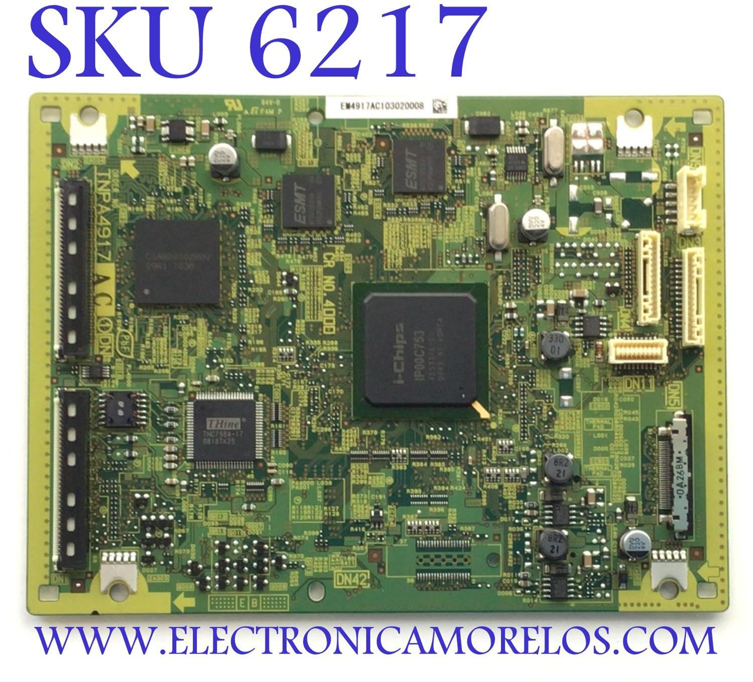TAEJETA (DN) PARA TV PANASONIC / NUMERO DE PARTE TNPA4917AC / TNPA4917 / EM4917AC103020008 / PANEL MC216F30F12 / MODELO TH-85PF12U